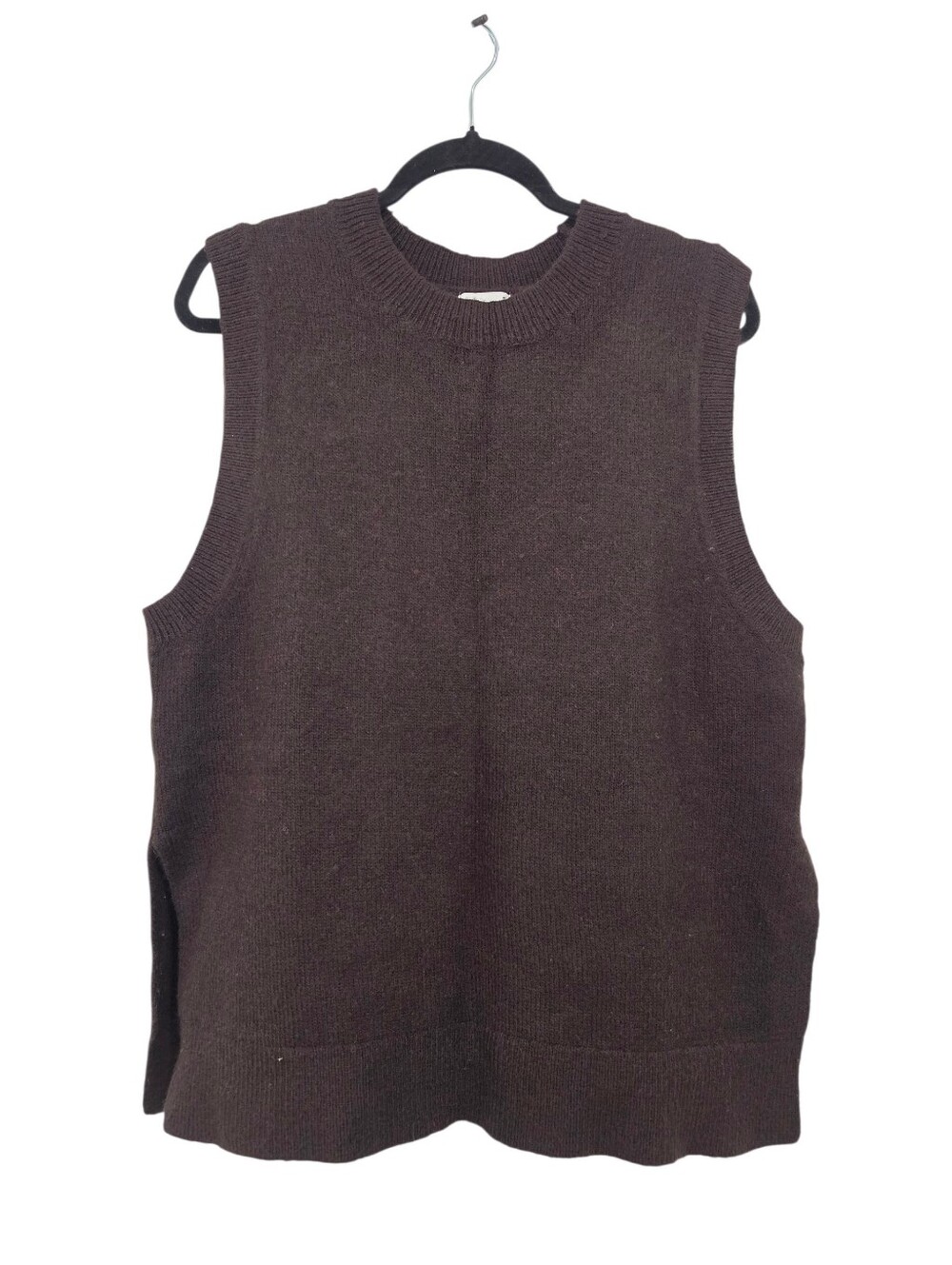 H&M Chocolate Brown Oversized Knit Sweater Vest - Size S